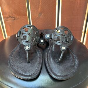 Tory Burch Black leather sandal with crystals size 9.5
